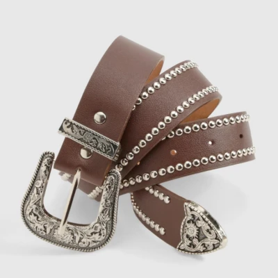 Western Silver Studded Belt