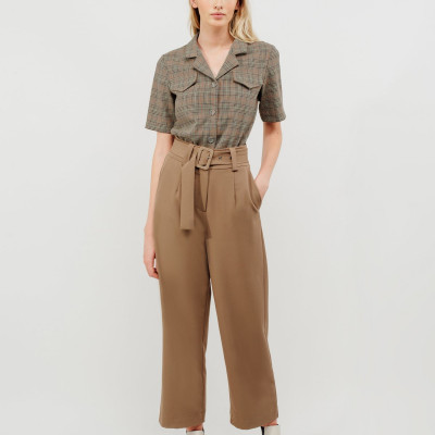 Camp Shirt With Sash In Multi Checked