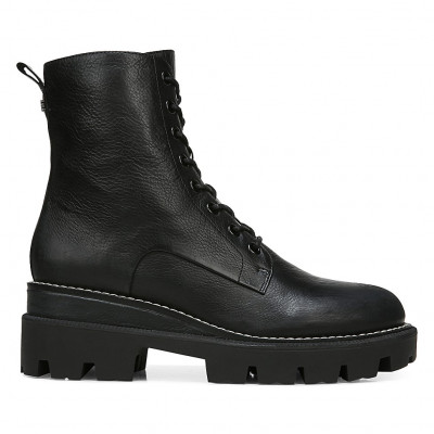 Sam Edelman Womens Garret Lug-Sole Leather Combat Boots - Black -