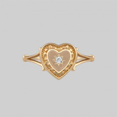 Heart & Cubic Zirconia Ring - Gold