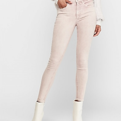 High Waisted Denim Perfect Light Pink Ankle Leggings Pink Womens 00 Short