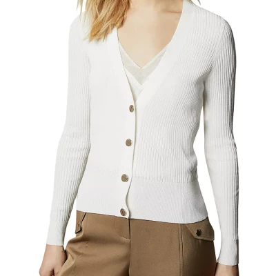 Raeyaa Ribbed Button-Down Cardigan