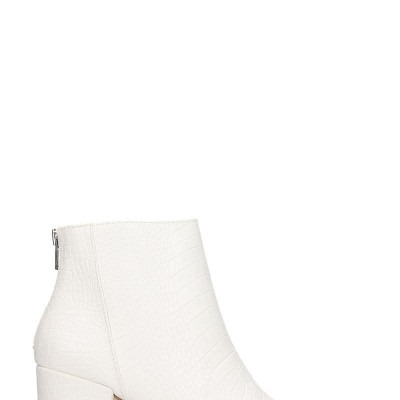 Steve Madden Jillian High Heels Ankle Boots In White Leather