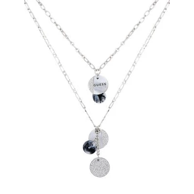 Casual Chic Silvertone & Crystal 2-Layer Pendant Necklace