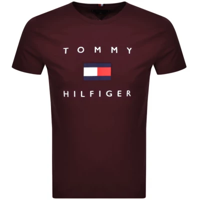 Tommy Hilfiger Flag T Shirt Burgundy