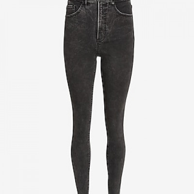 Super High Waisted Black Skinny Jeans