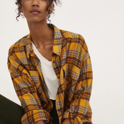 BDG Rayne Flannel Cropped Button-Down Shirt