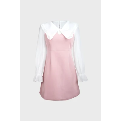 Pale Violet Red Patchwork Mini Dress