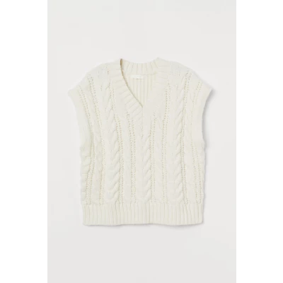 H & M - Cable-knit Sweater Vest - White