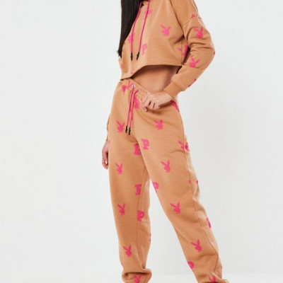 Playboy X Missguided Camel All Over Print Oversized Joggers