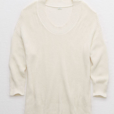 Aerie Open Knit Oversized Sweater Womens Soft Muslin