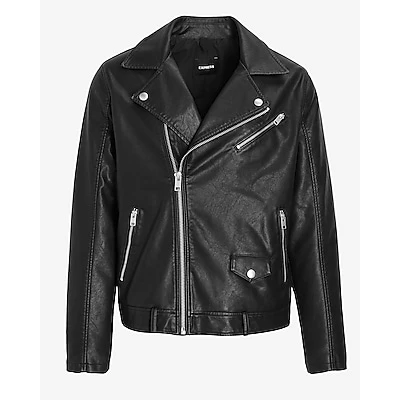 Asymmetrical Zip Faux Leather Moto Jacket