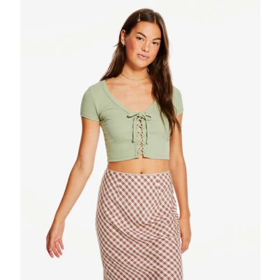 Laced-Front Crop Top