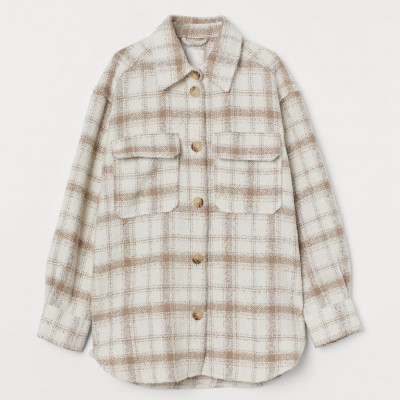 H & M - Plaid Shacket - Brown