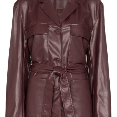 Belted Faux Leather Jacket