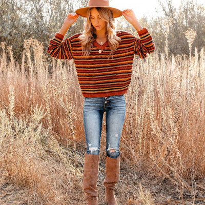 Main Squeeze Striped V-Neck Sweater