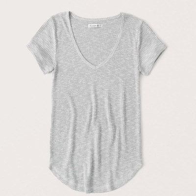 Slim Ribbed V-Neck Tee