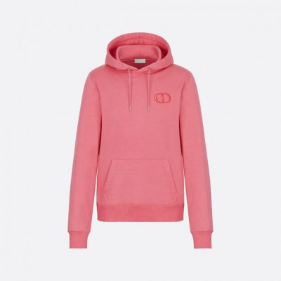 Pink Cotton Hoodie With 'Cd Icon' Embroidery
