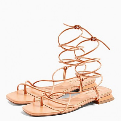 Peggy Beige Wrap Sandals - Beige