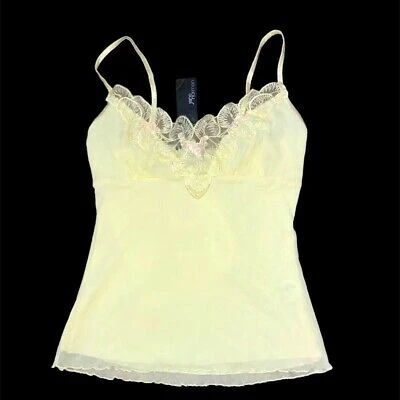 Jane Norman y2k yellow embellished stretchy mesh cami top Size 10 BNWT  | eBay