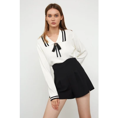 Simona White Contrast Sweater