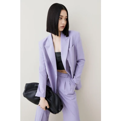 Wool Blend Asymetric Wrap Tailored Jacket | Karen Millen