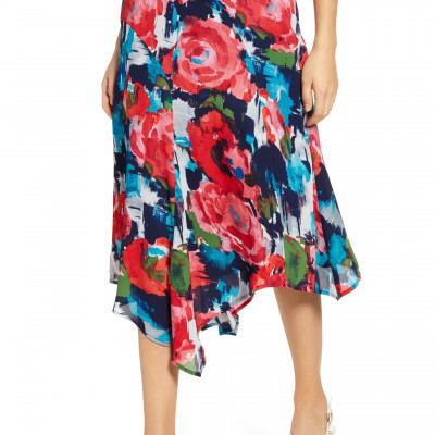 Petite Womens Gibson X International Womens Day Fancy Ashley Asymmetrical Flowy Midi Skirt