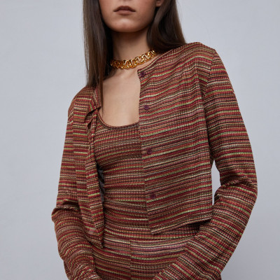 Multi-Color Cropped Knit Cardigan