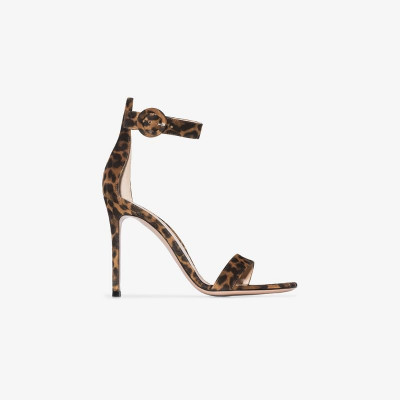 Gianvito Rossi brown Portofino 105 leopard suede sandals