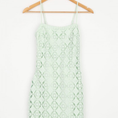 Mint Green Crochet Lace Bodycon Mini Dress