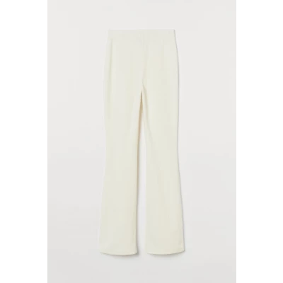 H & M - Flared Velour Leggings - White