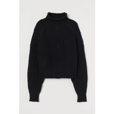 H & M - Ribbed Turtleneck Sweater - Black