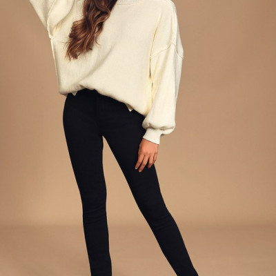 Chill as Can Be Cream Oversized Balloon Sleeve Sweater | Lulus