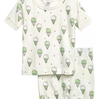 Petit Lem Fitted Two-Piece Short Sleeve Cotton Pajamas (Baby) | Nordstrom
