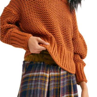 Womens Free People My Only Sunshine Sweater, Size X-Small - Metallic