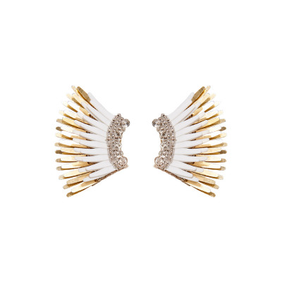 Mini Madeline Statement Earrings, White/Golden