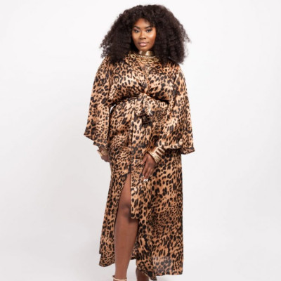 Dearcurves Plus Size Leopard Print Kimono