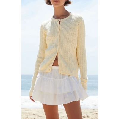 John Galt Yellow Zoe Cable Knit Cardigan | PacSun