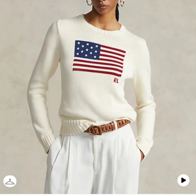Flag Cotton Crewneck Sweater