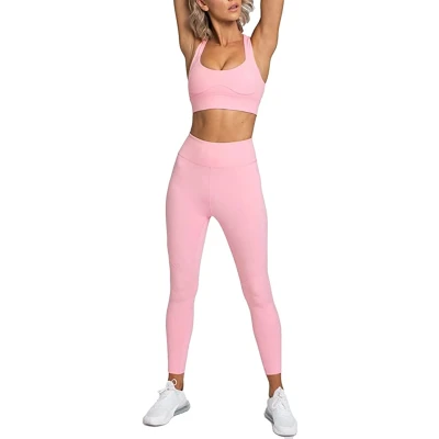 High Waisted Yoga Leggings with Stretch Sports Bra