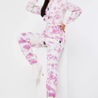 Playboy X Missguided Pink Tie Dye Oversized Joggers