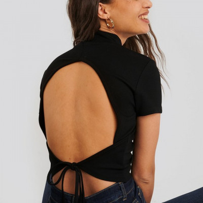 Open Back High Neck Top