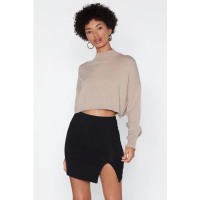 Womens Wait a Mini Slit Skirt - Black - 4, Black