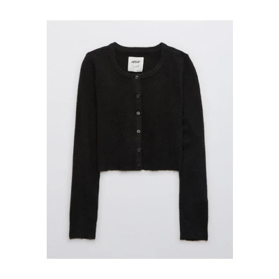 Aerie Campus Cool Plush Cardigan Womens True Black