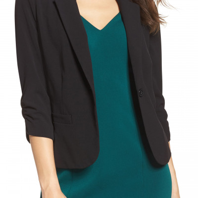 Womens Eliza J Ruched Sleeve Blazer