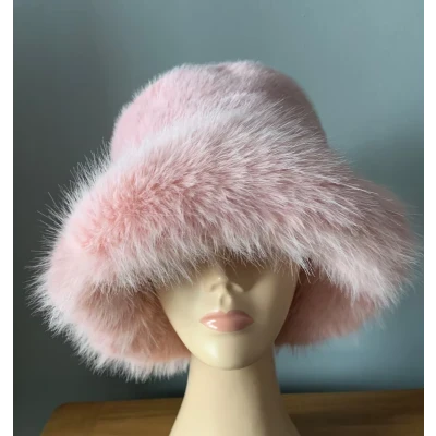 Pink SMALL Fit Oversized Brim Cropped Top FAUX Fur Fluffy Furry Bucket Hat Winter Autumn on Trend Fuzzy Plush Hat Adjustable - Etsy Canada