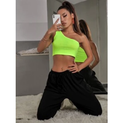 Neon Green One Shoulder Top