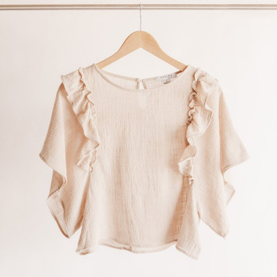 Boxy Ruffle Sleeve Top