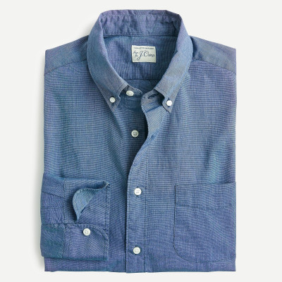 Stretch Secret Wash shirt in end-on-end organic cotton