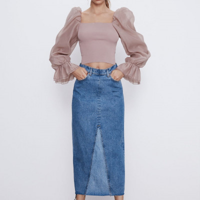 Contrasting Organza Top